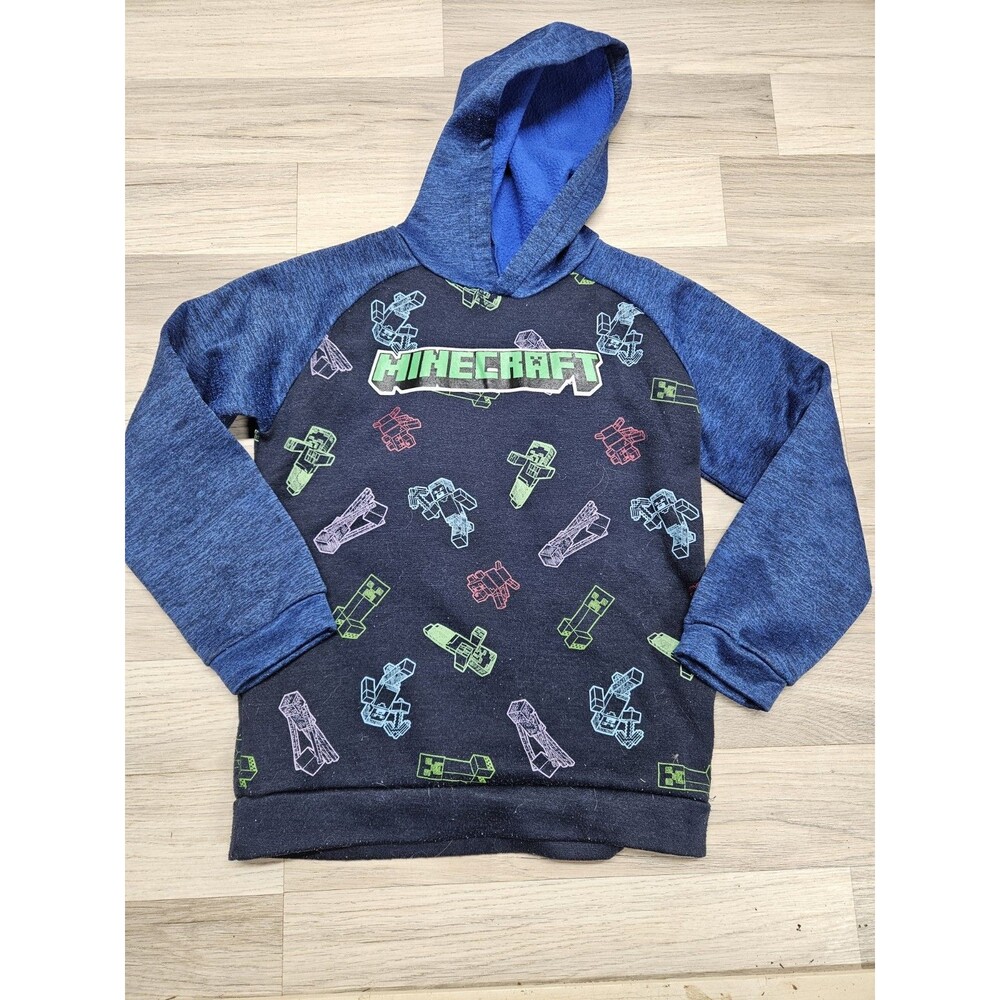 Minecraft Boys Blue Hoodie Sweatshirt Size 10-12